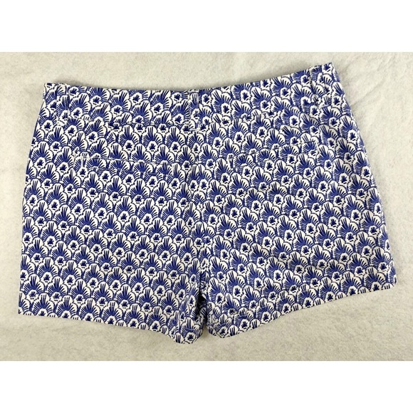 Vineyard Vines White Blue Print Shorts Whale Logo Cotton Stretch Women's Size 0 - Picture 2 of 7